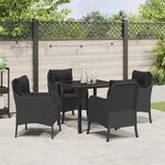 vidaXL Ensemble de salle à manger pour jardin 5 Pièces Noir Poly rotin