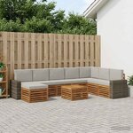 vidaXL Ensemble de canapés d'extérieur 9 Pièces Naturel et gris clair