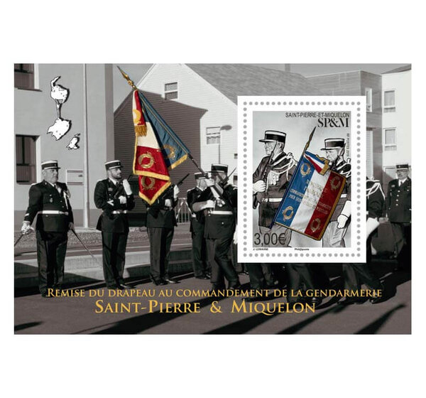 Timbre Saint-Pierre et Miquelon - Drapeau de la gendarmerie