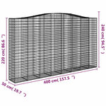 vidaXL Paniers à gabions arqués 6 Pièces 400x50x220/240 cm Fer galvanisé