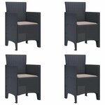 vidaXL Chaise de jardin 4 Pièces Anthracite 53 x 49 x 85 cm PP