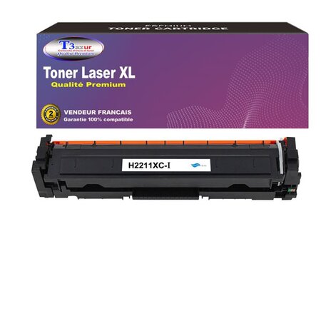 T3AZUR  - Toner Laser compatible avec HP Color LaserJet Pro M255dw  M255nw  W2211X remplace HP 207X Cyan  (avec puce)