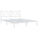 vidaXL Cadre de lit métal avec tête de lit blanc 150x200 cm