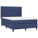 vidaXL Sommier à lattes de lit matelas et LED Bleu 140x200 cm Tissu