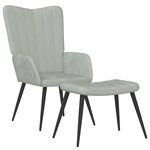 vidaXL Chaise de relaxation avec repose-pied Gris clair Velours