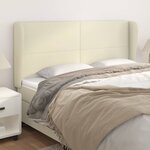 vidaXL Tête de lit avec oreilles Crème 203x23x118/128 cm Similicuir