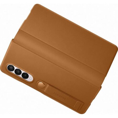 Protection pour smartphone - etui en cuir avec rabat z fold3 marron clair