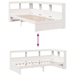 vidaXL Lit bibliothèque sans matelas blanc 75x190cm bois de pin massif
