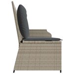 vidaXL Banc de jardin avec coussin Gris clair polyrotin