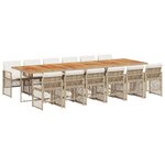 vidaXL Ensemble à manger de jardin et coussins 13 Pièces beige