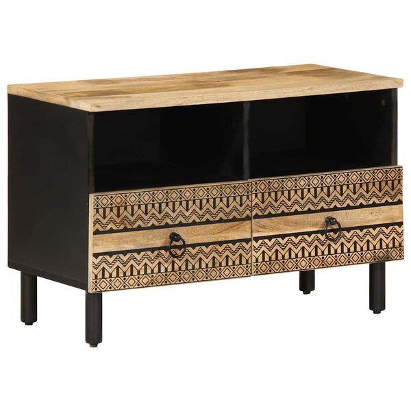 vidaXL Meuble TV noir 70x33 5x46 cm bois massif manguier brut