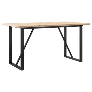vidaXL Table à manger cadre en O 140x80x75 5 cm bois pin massif acier