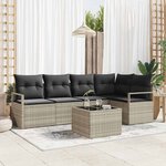 vidaXL Ensemble de canapé de jardin 6 Pièces Gris clair Poly rotin