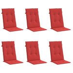 vidaXL Coussins de chaise de jardin dossier haut lot de 6 rouge tissu