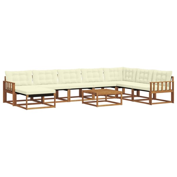 vidaXL Ensemble de canapés d'extérieur 9 Pièces Naturel et Crème