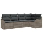 Ensemble de Canapé de Jardin 5 Pièces avec Coussins en Rattan Poly Gris