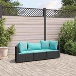 vidaXL Salon de jardin 3 Pièces avec coussins noir résine tressée