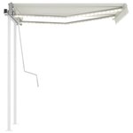 vidaXL Auvent manuel rétractable avec LED 3x2 5 m Crème