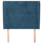 vidaXL Tête de lit avec oreilles Bleu foncé 103x23x118/128 cm Velours