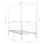 vidaXL Cadre de lit à baldaquin Blanc Métal 100 x 200 cm