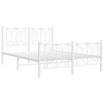 vidaXL Cadre de lit métal avec tête de lit/pied de lit blanc 135x190cm