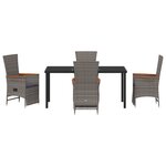 vidaXL Set de 5 pièces de salle à manger de jardin avec coussins en Rattan Gris
