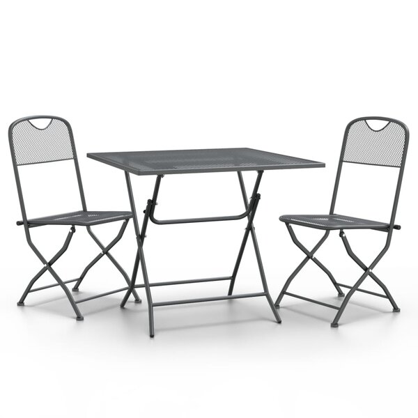 vidaXL Ensemble à manger de jardin 3 Pièces Maille Métal Anthracite