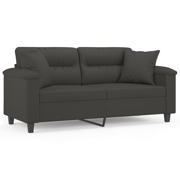 vidaXL Canapé 2 places avec oreillers et coussins Gris foncé 140 cm