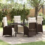 vidaXL Ensemble de salle à manger pour jardin 5 Pièces Marron Poly rotin