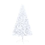vidaXL Demi-arbre de Noël artificiel pré-éclairé et boules blanc 120cm