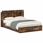 vidaXL Cadre de lit avec rangement avec tiroir Chêne fumé 135 x 190 cm