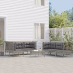 vidaXL Salon de jardin 10 Pièces avec coussins Gris Résine tressée