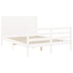 vidaXL Cadre de lit avec tête de lit blanc 140x190 cm bois massif