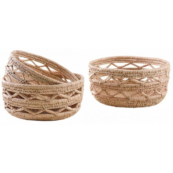 Corbeille ronde en palmier naturel (lot de 3)
