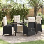 vidaXL Ensemble de salle à manger pour jardin 5 Pièces Noir Poly rotin