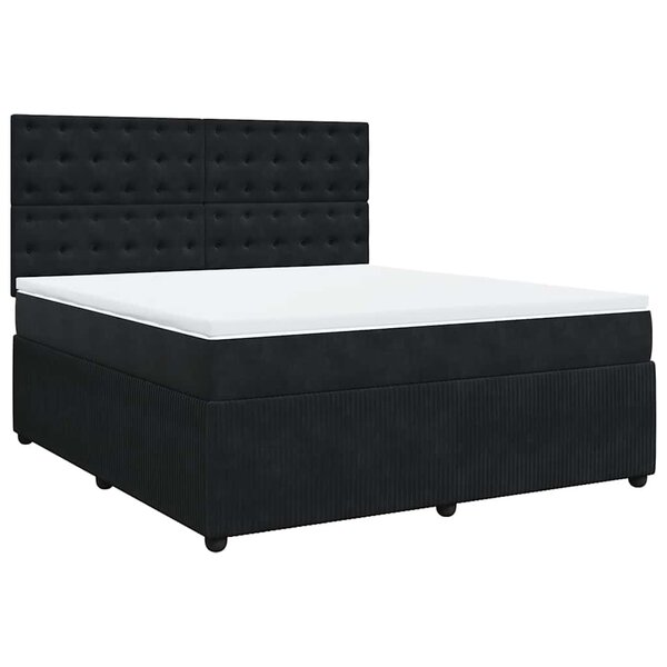 vidaXL Sommier à lattes de lit avec matelas Noir 180x200 cm Velours