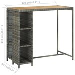vidaXL Ensemble de bar de jardin 5 Pièces et coussins Résine tressée Gris