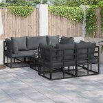 vidaXL Ensemble de canapé de jardin 6 Pièces Noir 70 x 70 x 32 cm
