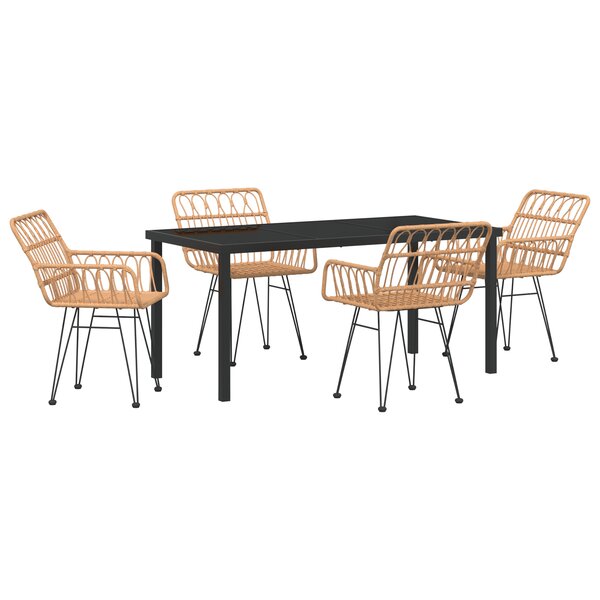 vidaXL Ensemble de salle à manger de jardin 5 pièces en poly rotin marron
