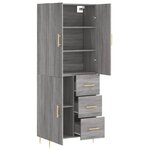 vidaXL Buffet haut Sonoma gris 69 5x34x180 cm Bois d'ingénierie