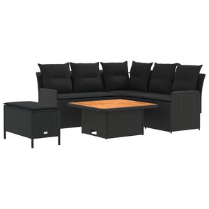 vidaXL Ensembles de meubles avec oreiller 5 Pièces Noir Rotin PE
