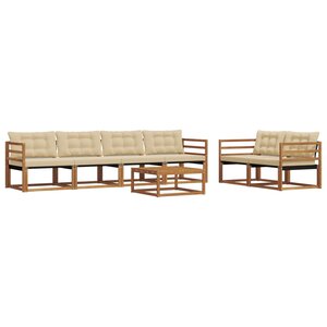 vidaXL Ensemble de canapés d'extérieur 7 Pièces Naturel et Beige