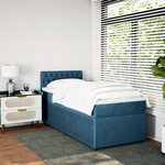 vidaXL Sommier à lattes de lit avec matelas bleu 90x200 cm velours
