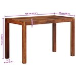 vidaXL Table à manger 120x60x76 cm bois d'acacia massif