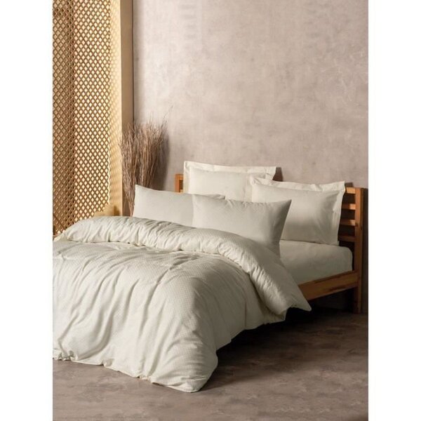 Parure de lit - housse de couette 220 x 240 + 2 taies d'oreiller 60 x 60 coton renforcé - Crème