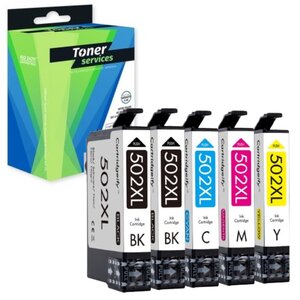 Compatible Epson 502XL Pack 5 cartouches 2 Noires/3 couleurs (Jumelles)