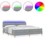 vidaXL Lit à ressort avec matelas & LED gris clair 200x200 cm en tissu