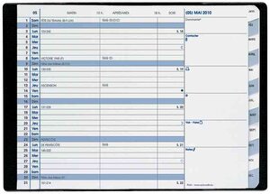 Agenda plain + répert. Couv plast grainée noir 10 x 15 cm quovadis