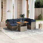 vidaXL Salon de jardin 8 Pièces avec coussins gris résine tressée