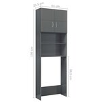 vidaXL Meuble pour machine à laver Gris brillant 64 x 25 5 x 190 cm